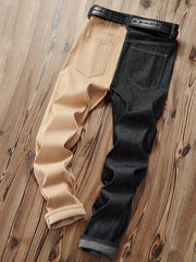 Mens Casual Street Style Patchwork Denim Jeans Spring Summer
