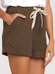 Solid Drawstring Shorts Casual Elastic Waist Summer Shorts