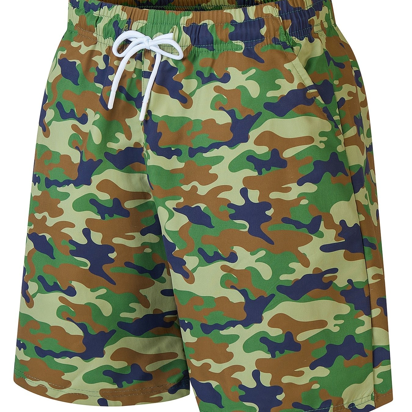 Men's Camo Beach Shorts Quick Dry Drawstring Loose Shorts