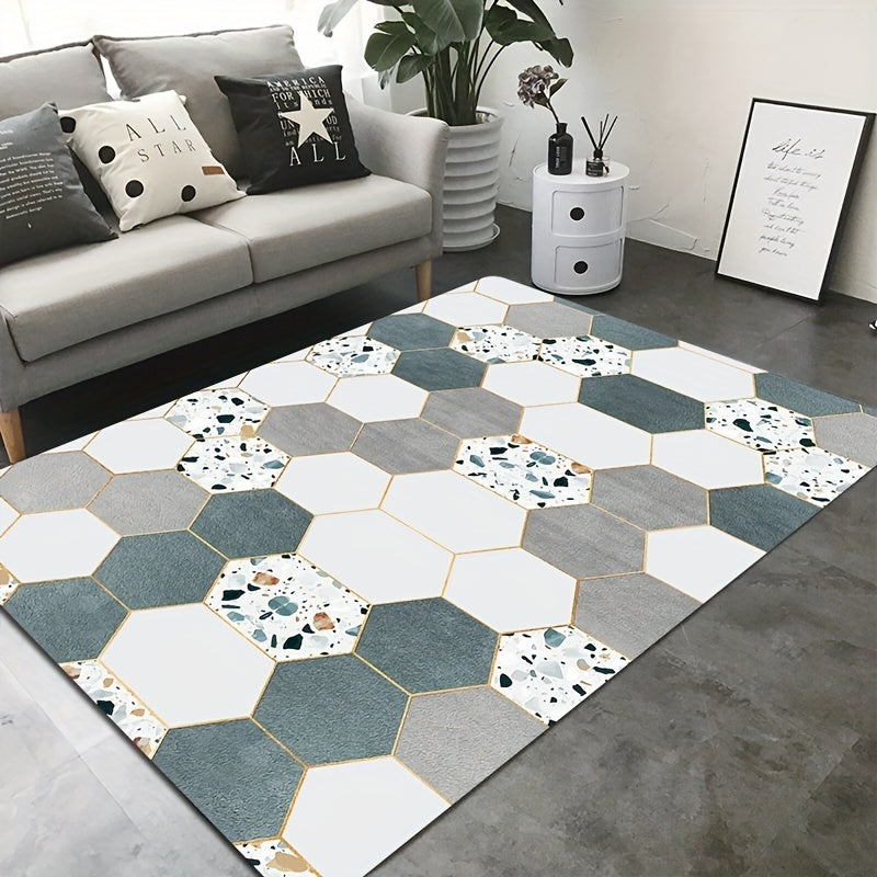 Geometric Shaggy Area Rug for Living Room Bedroom Game Room Stylish Decor