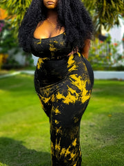 Sexy Tie Dye Cut Out Bodycon Dress