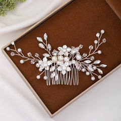 Silver Pearl Crystal Comb Wedding Hair Accessories