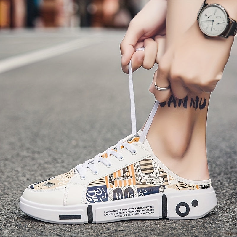 Men's Graphic Slip-On Mule Shoes