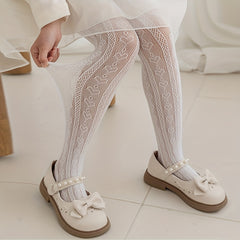 Girls Heart Lace Pantyhose Stocking Socks For Kids