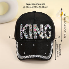 Rhinestone KING Patch Baseball Cap Casual Sun Hat