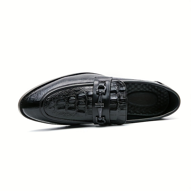 Men's Apron Toe Textured Dress Loafer Shoes Non slip Slip On Shoes