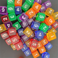 60pcs 16mm Transparent Digital Dice for Table Game and Collection
