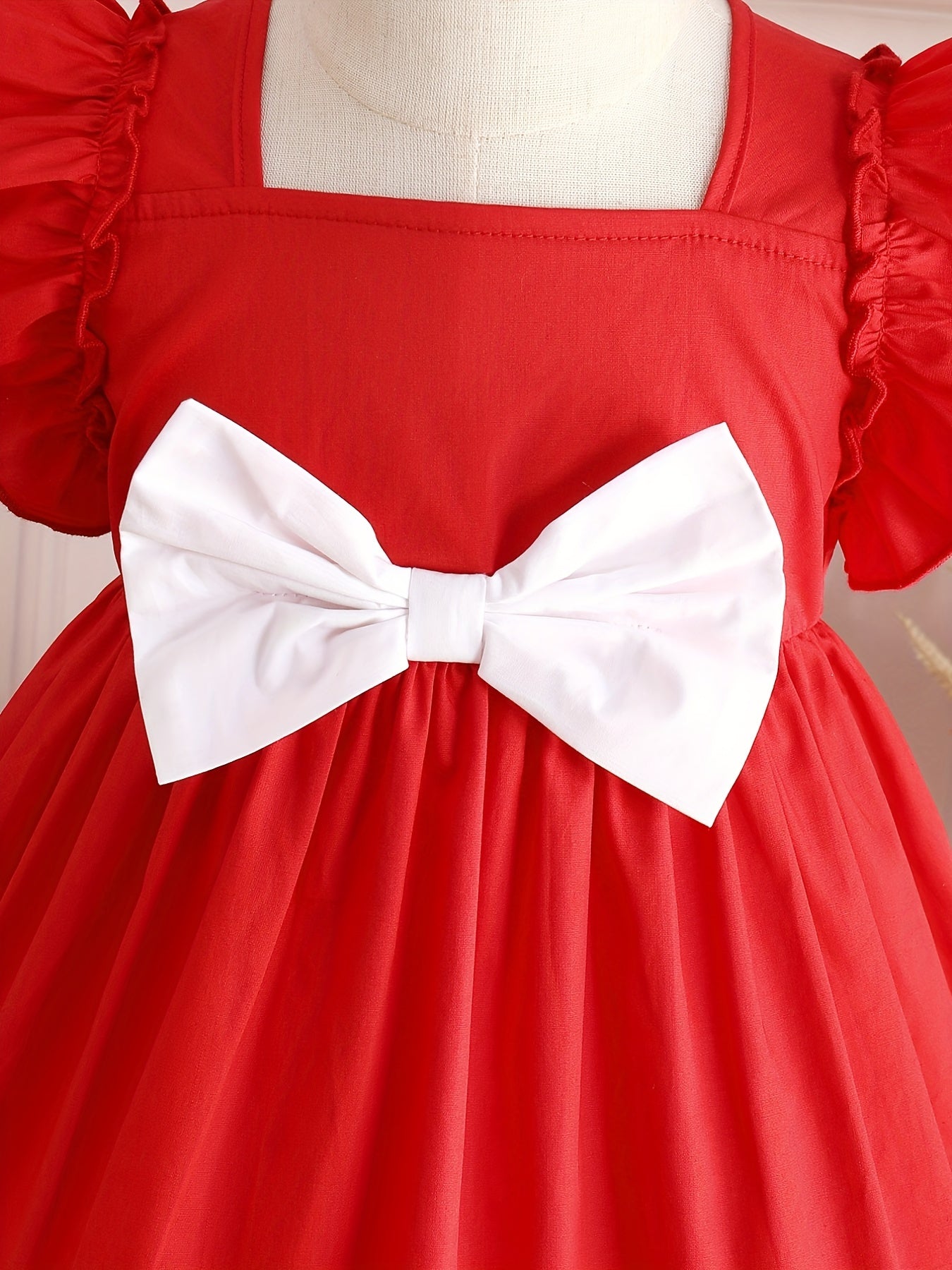 Cute Baby Girl Block Bowknot Princess Dress