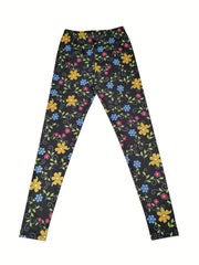 Floral Print Skinny Leggings Elastic Waist Stretchy Leggings
