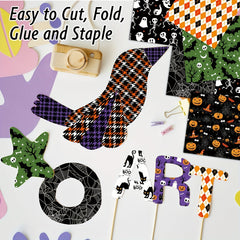 24pcs Halloween DIY Gift Wrapping Paper Strange Items for Holiday Decorations