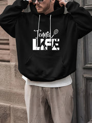 TENNIS LIFE Men's Graphic Print Hoodie Comfy Hooded Pullover