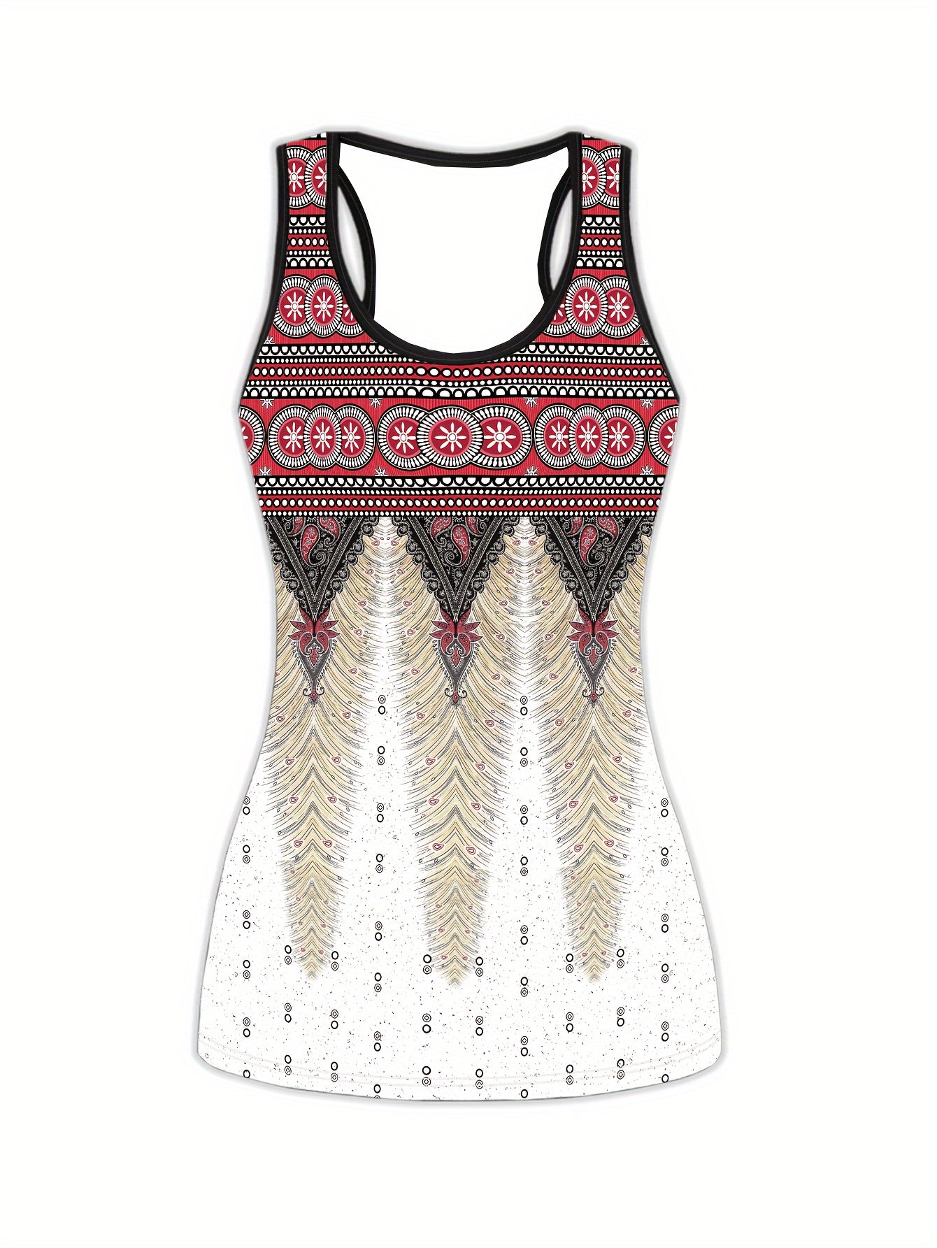 Feather Print Tank Top & Harem Pants Sports Set