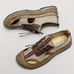 Men's Breathable Mesh Sandals Drawstring Closure Summer Walking Shoes