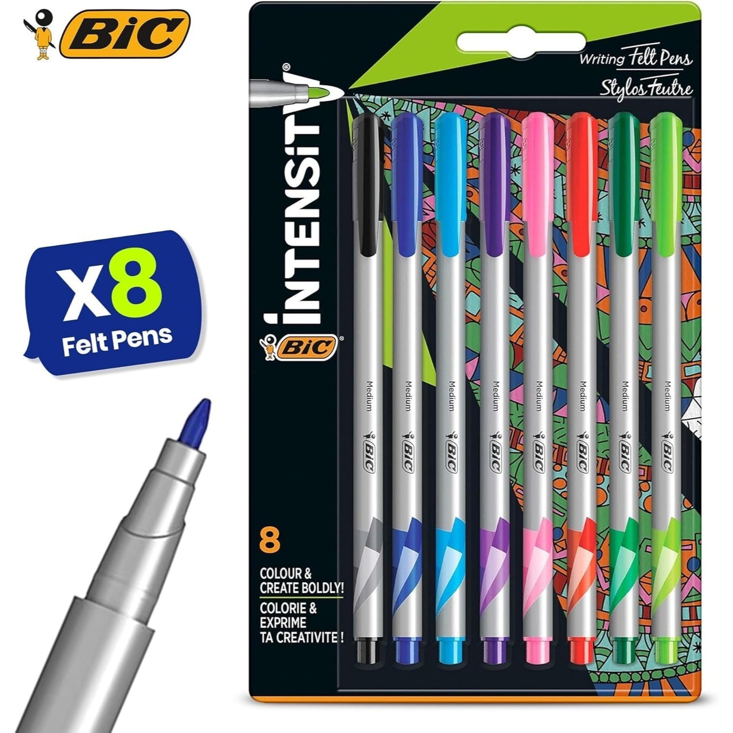BIC Intensity Felt Tip & Conte Colouring Pencils Kit for School