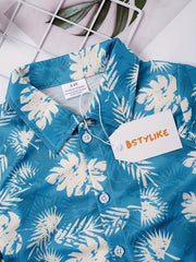 Boys Casual V neck Button Up Shirts for Summer