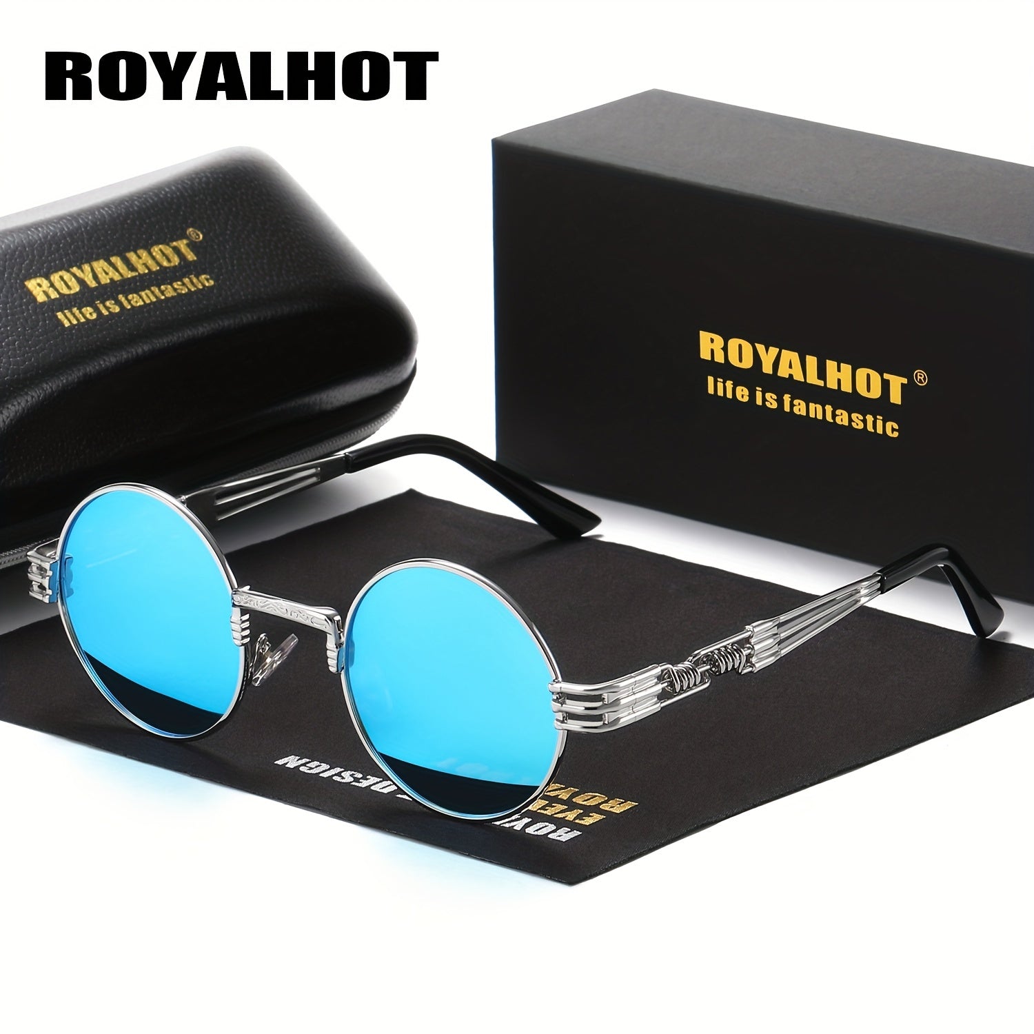 RoyalHot Metal Polarized Unisex Round Frame Sunglasses