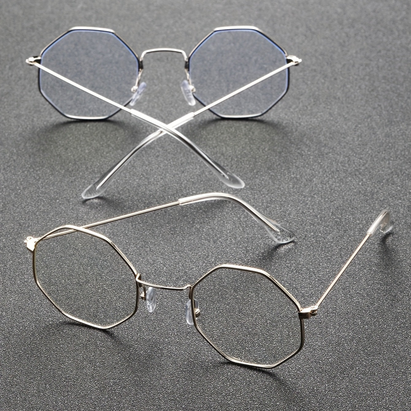 2 Pairs Men's Metal Polygonal Casual Student Copper Alloy Glasses