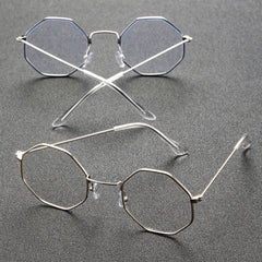 2 Pairs Men's Metal Polygonal Casual Student Copper Alloy Glasses
