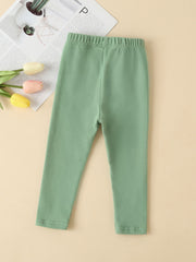 Girls' Green Solid Long Leggings