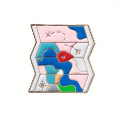 Cartoon Airport Destination Map Enamel Brooch