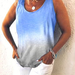 Rainbow Ombre Round Neck Tank Top Women's Clothing