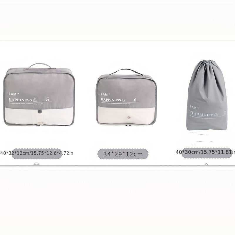 6 Pcs Travel Storage Bag Sets - Lightweight Clothes Organzier