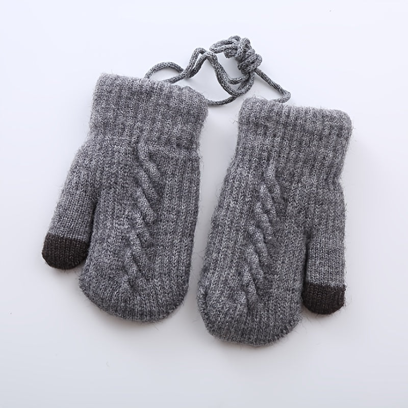 Kids Touch Screen Winter Knitted Gloves Warm Keeping