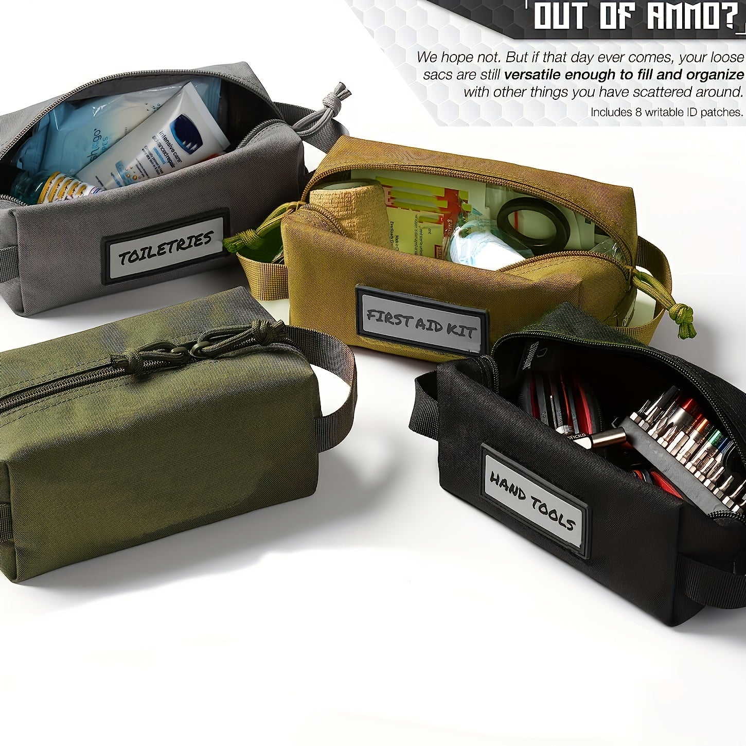 Ammo Pouch Carrier Bag with ID Patches for Range Gear