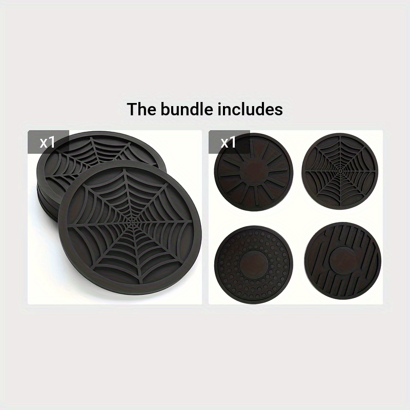 4pcs Spider Web Pattern Silicone Resin Coasters Halloween Decoration
