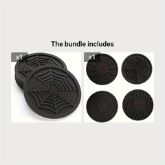 4pcs Spider Web Pattern Silicone Resin Coasters Halloween Decoration