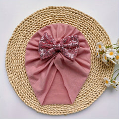 Soft Elastic Baby Sequin Bow Hat For Boys And Girls