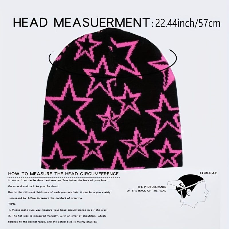 Goth Pentagram Beanie Y2K Star Knit Hat