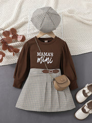 3pcs Baby Girls Puff Sleeves Top & Skirt & Berets Set Kids Clothes