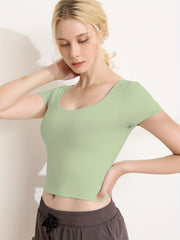 Sporty Tee with Chest Pads Short Sleeves