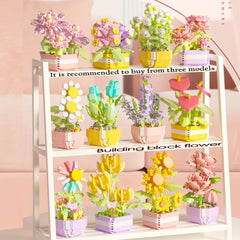 Plant Potted Building Model Blocks Home Decoration Educational Toys
