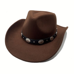 Classic Western Cowboy Hat Wide Brim Felt Fedora Hat