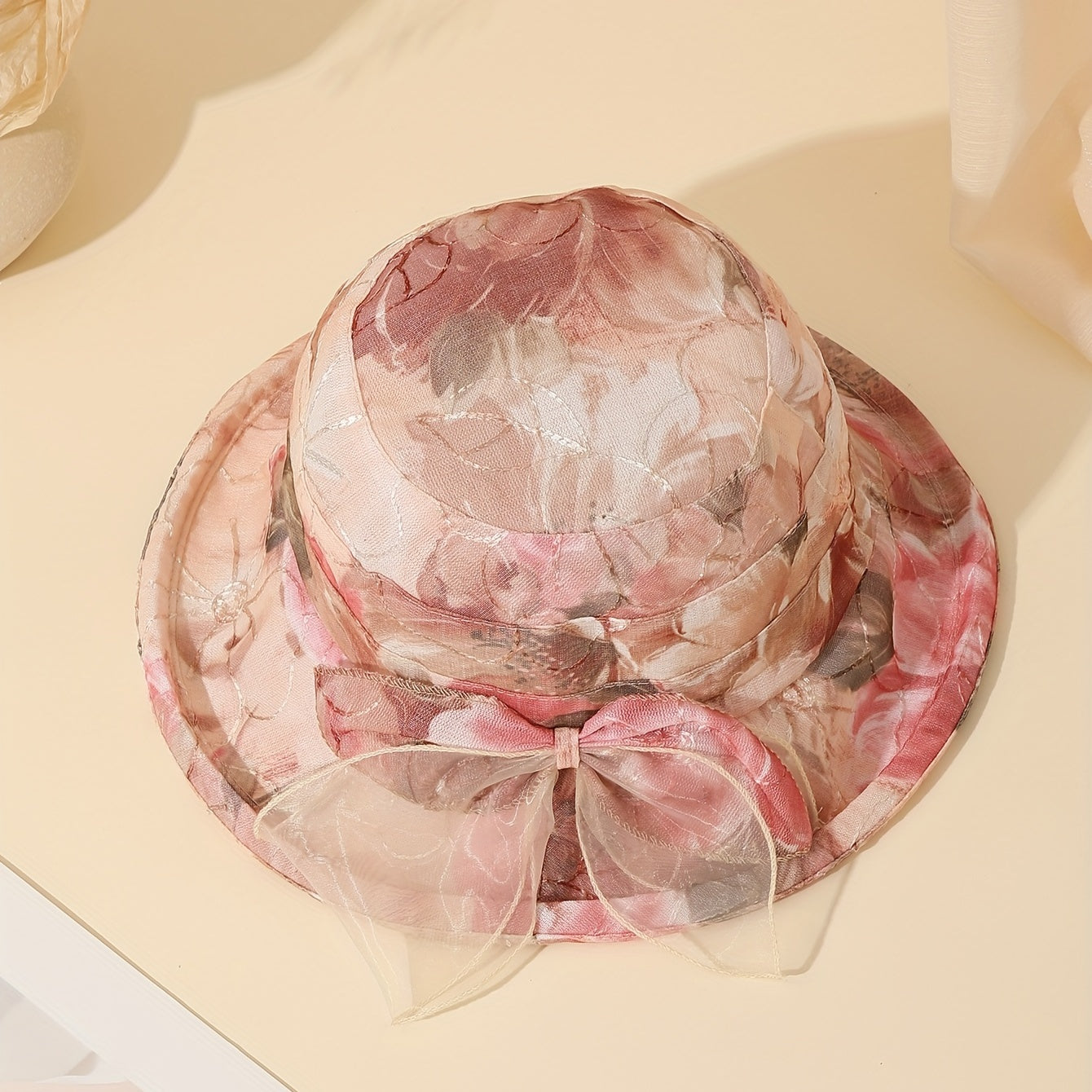 Flower Embroidery Bucket Hat Lightweight Thin Breathable Summer Sun Hats