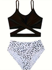 Girls 2pcs Cami Top Polka Dot Briefs Set Summer Clothes Beach