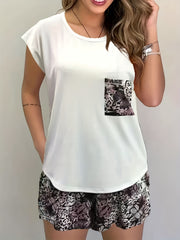 Butterfly & Letter Print Two Piece Set Casual T Shirt & Loose Shorts Outfits