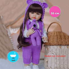 BZDOLL 22in Reborn Baby Girl Doll Lifelike Princess Toddler Art Toy Purple