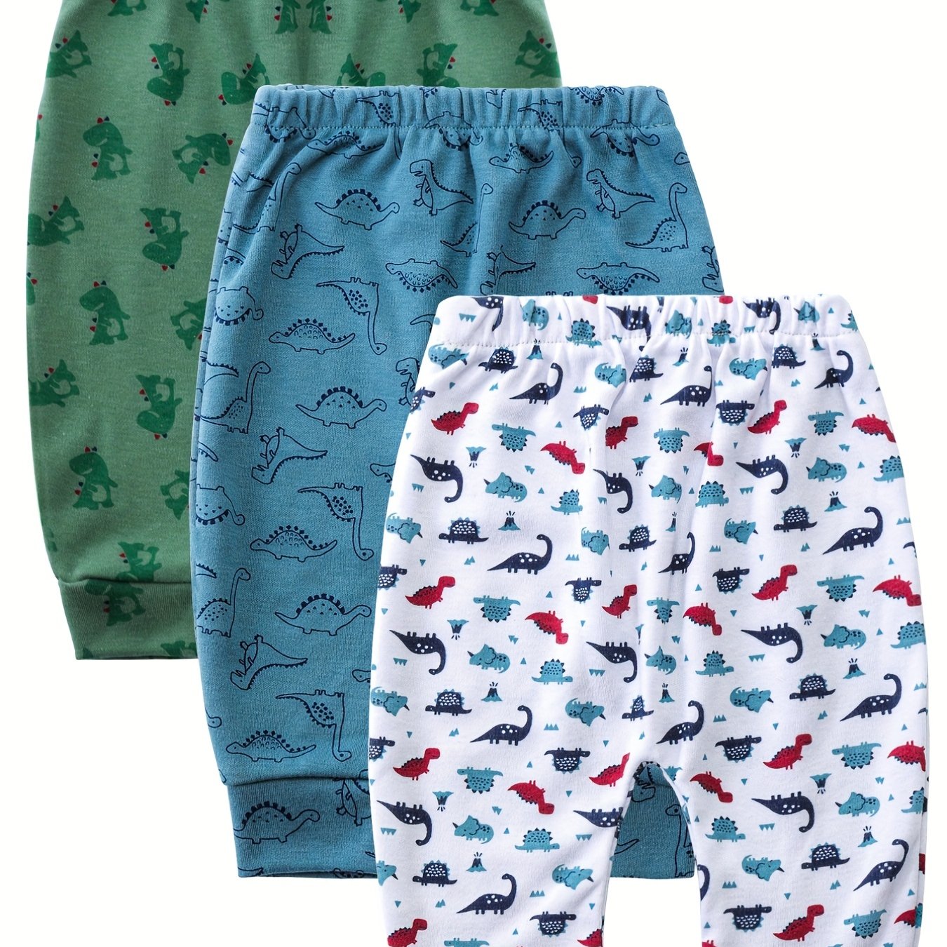 3pcs Baby Boys Elastic Waist Cotton Pants Set with Assorted Designs