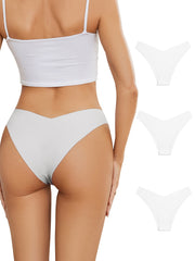 3pcs Seamless Solid Briefs Breathable Intimates Panties