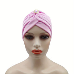 Artificial Gemstone Decor Turban Cap Hijab Hat Head Wrap Chemo Beanie