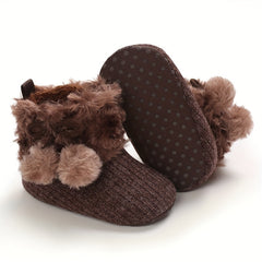 Furry Ball Baby Girls Comfort Boots Soft Warm Plus Fleece Boots