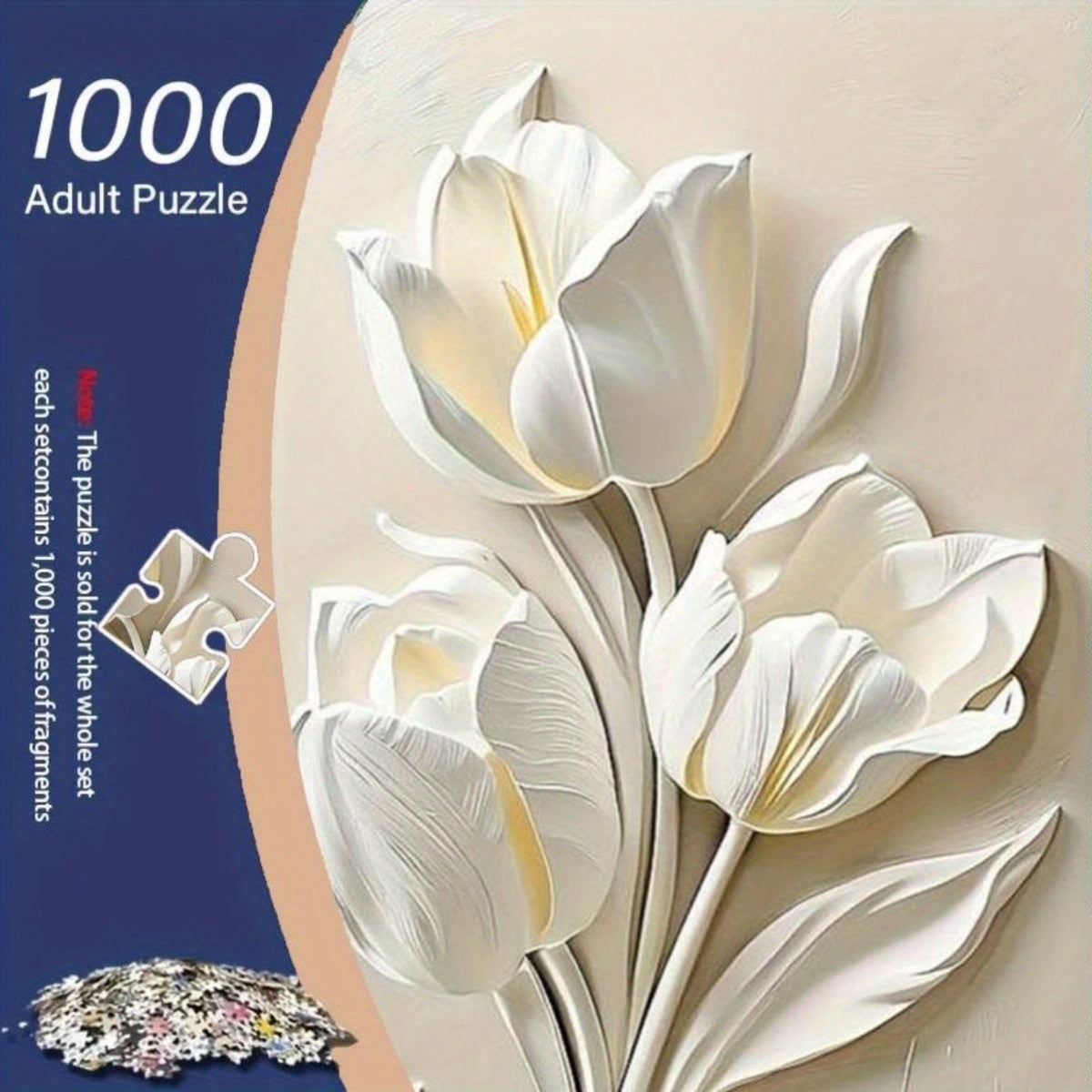 3D Relief Tulip Puzzle Large Frameless Cardboard Jigsaw for Adults