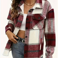 Women's Plus Plaid Long Sleeve Button-Up Shirt
