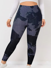 Tie Dye Bubble Textured Sports Leggings Wide Waistband