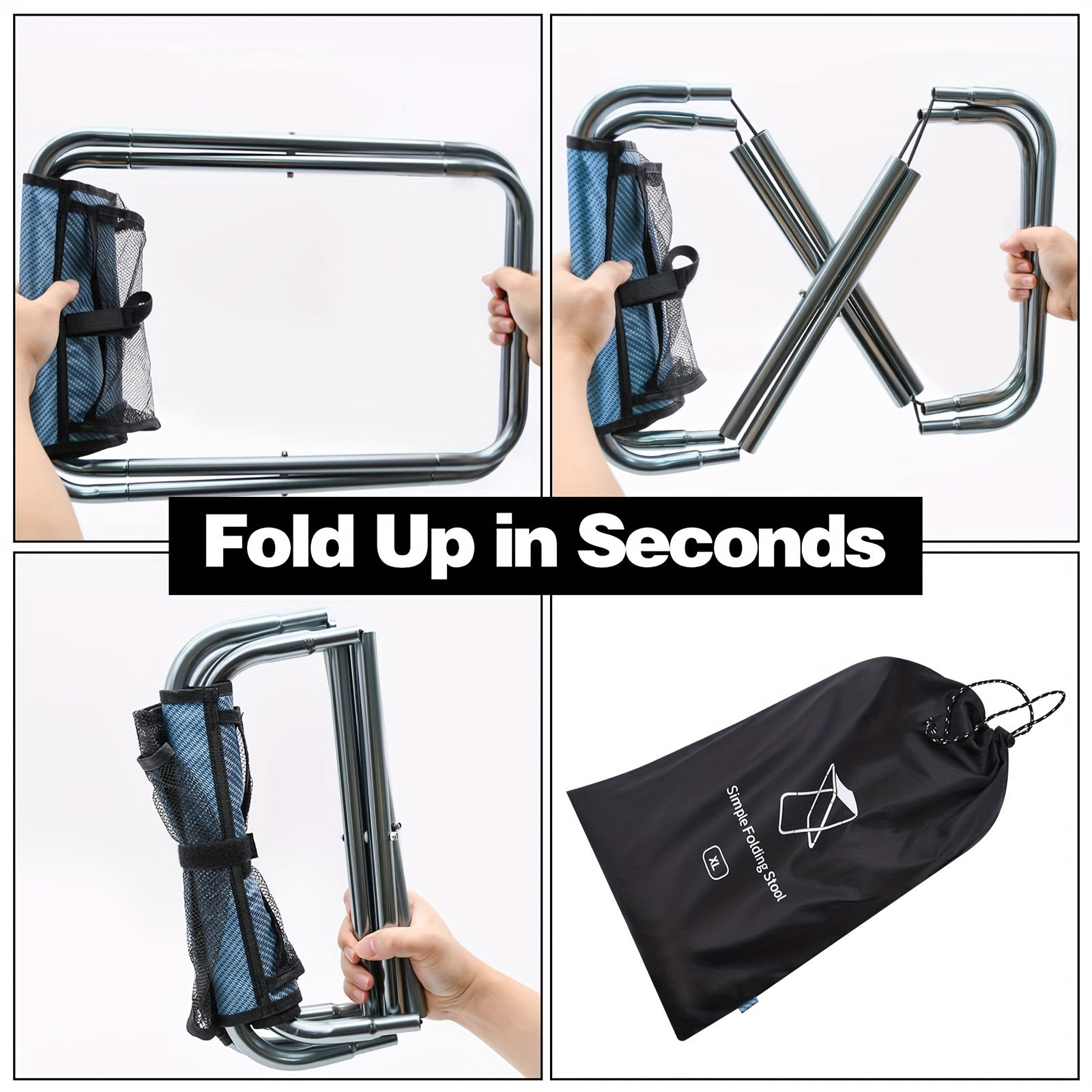 Portable Folding Stool With Carry Bag for Outdoor Travel Hiking BBQ Fishing