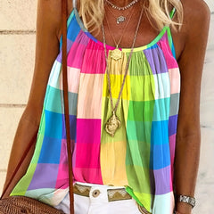 Women's Plus Colorful Grid Print Cami Top