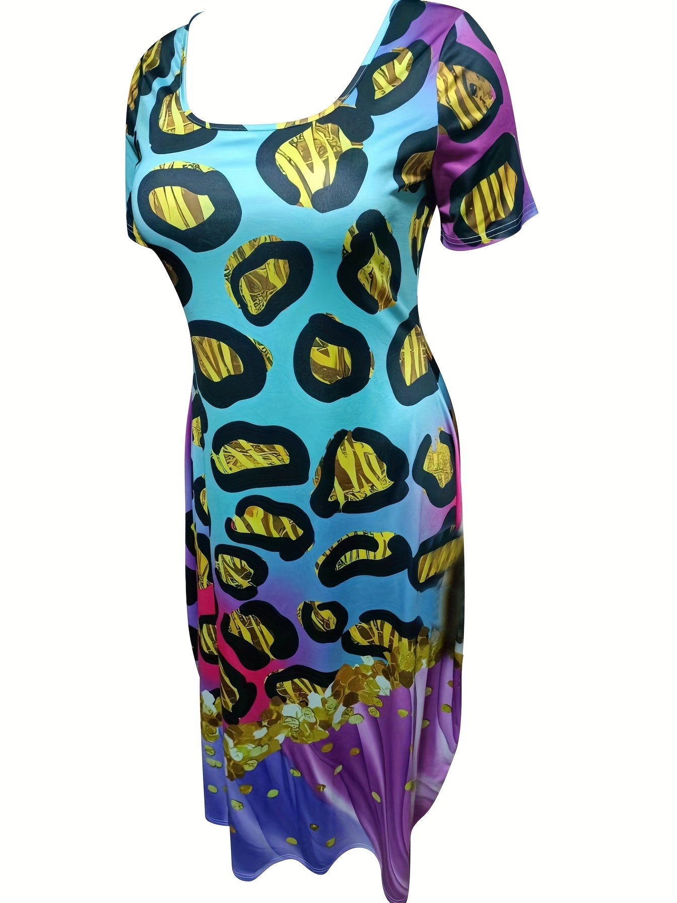 Plus Glitter Leopard Print Maxi Dress